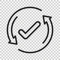 Check mark sign icon in flat style. Confirm button vector illustration on white isolated background. Accepted business concept.