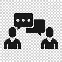 People with speech bubble icon in flat style. Chat vector illustration on white isolated background. Speaker dialog business concept.