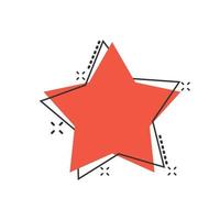 Star icon in comic style. Shape cartoon vector illustration on white isolated background. Geometric emblem splash effect business concept.