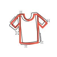 icono de camiseta en estilo cómico. ilustración de vector de dibujos animados de ropa casual sobre fondo blanco aislado. concepto de negocio de efecto de salpicadura de ropa de polo.