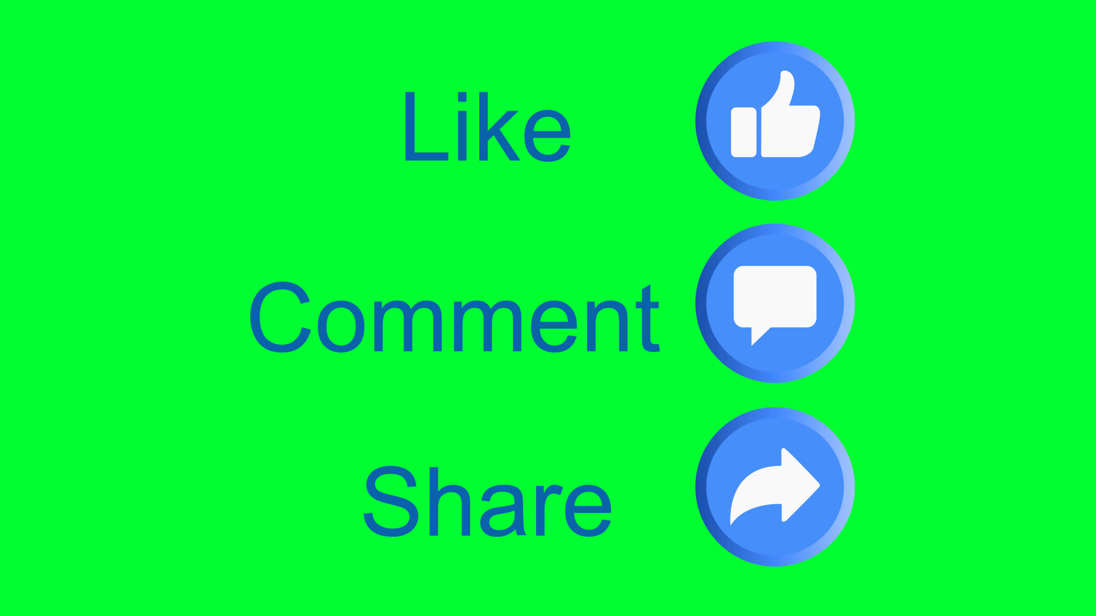 Like Comment Share Typography animation on Green animation. suitable