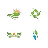 logotipos de la ecología de la hoja del árbol verde vector