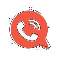 Mobile phone icon in comic style. Telephone talk cartoon vector illustration on white isolated background. Hotline contact splash effect business concept.