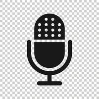 Microphone icon in flat style. Studio mike vector illustration on white isolated background. Audio record business concept.