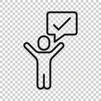 Organization management icon in flat style. People with check mark vector illustration on white isolated background. Businessman business concept.