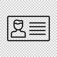 icono de tarjeta de identificación en estilo plano. Ilustración de vector de etiqueta de identidad sobre fondo blanco aislado. concepto de negocio de licencia de conducir.