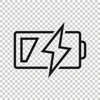 Battery charge icon in flat style. Power level vector illustration on white isolated background. Lithium accumulator business concept.