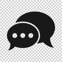 Speak chat sign icon in flat style. Speech bubbles vector illustration on white isolated background. Team discussion button business concept.