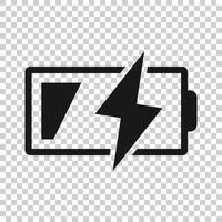 Battery charge icon in flat style. Power level vector illustration on white isolated background. Lithium accumulator business concept.