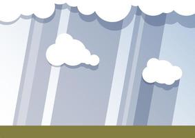 From the white clouds pouring rain on the green grass vector