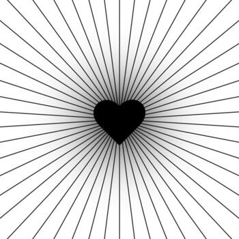 fondo de patrón giratorio. vórtice starburst espiral giro cuadrado con corazón negro. rayos de rotación de la hélice. Rayas escalables psicodélicas convergentes. ilustración vectorial vector