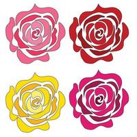 conjunto de rosas florecientes de diferentes colores vector