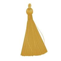 tassel. Vector stock illustration. A pompom with a gold fringe. Isolated on a white background. Close-up.