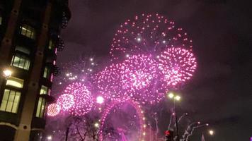 A view of the New Years Eve Fireworks in London photo