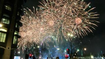 A view of the New Years Eve Fireworks in London photo