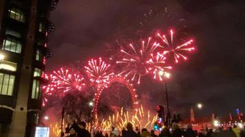 A view of the New Years Eve Fireworks in London photo