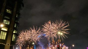 A view of the New Years Eve Fireworks in London photo