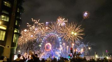 A view of the New Years Eve Fireworks in London photo