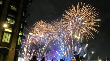 A view of the New Years Eve Fireworks in London photo