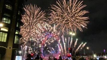 A view of the New Years Eve Fireworks in London photo