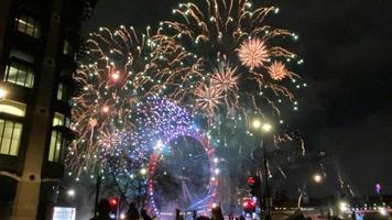 A view of the New Years Eve Fireworks in London photo