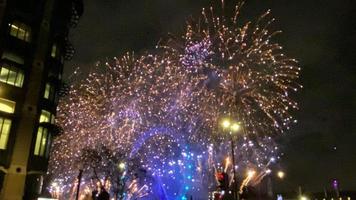 A view of the New Years Eve Fireworks in London photo