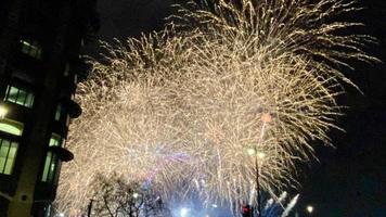 A view of the New Years Eve Fireworks in London photo