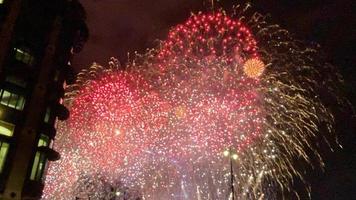 A view of the New Years Eve Fireworks in London photo