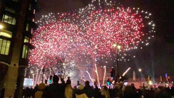 A view of the New Years Eve Fireworks in London photo