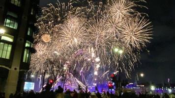 A view of the New Years Eve Fireworks in London photo