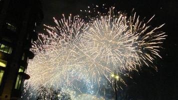 A view of the New Years Eve Fireworks in London photo