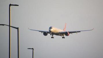 London in the UK in January 2023. A view of an Aeroplane coming into land at Londons Heathrow Airport photo