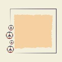 Frame, backdrop, Icon in the style of a hippie with  peace sign in rainbow colors in retro style vector