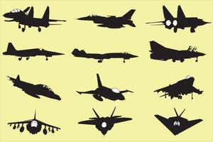 varios tipos de equipos de combate de guerra, aviones, aviones de combate, aviones modernos vector