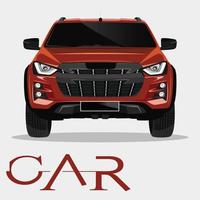 car, front view, Vehicle branding mockup. All elements in the groups on separate layers. Car vector template on gray background