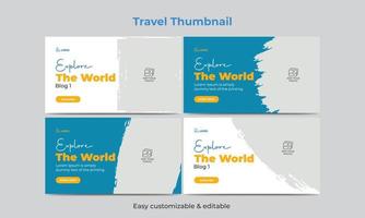 Travel and tour video thumbnail design. Hotel tourism marketing service video thumbnail vector