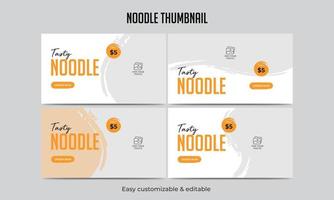 Noodle menu video thumbnail template vector