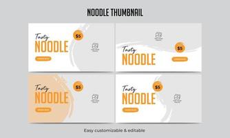 Noodle menu video thumbnail template vector