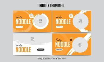 Noodle menu video thumbnail template vector