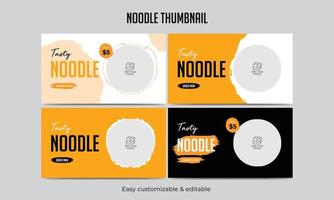 Noodle menu video thumbnail template vector