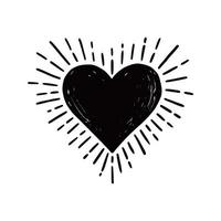 Heart hipster sunburst. Hand drawn vector