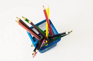 Basket with color pencils photo