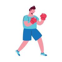 male athlete practicing boxing vector