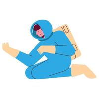 astronaut kneeling with blue suit vector