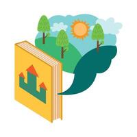 cuento de libro con paisaje vector