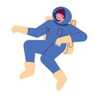 astronaut floating with blue suit vector