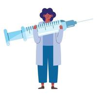 afro female doctor with syringe vector