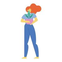 woman lifting houseplant vector