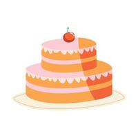 sweet cake with cherry vector