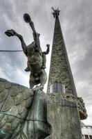 Saint George slaying a dragon by Poklonnaya Hill Obelisk, Moscow, 2022 photo